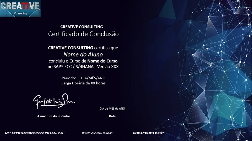 Modelo do certificado de conclusão da Creative-TI